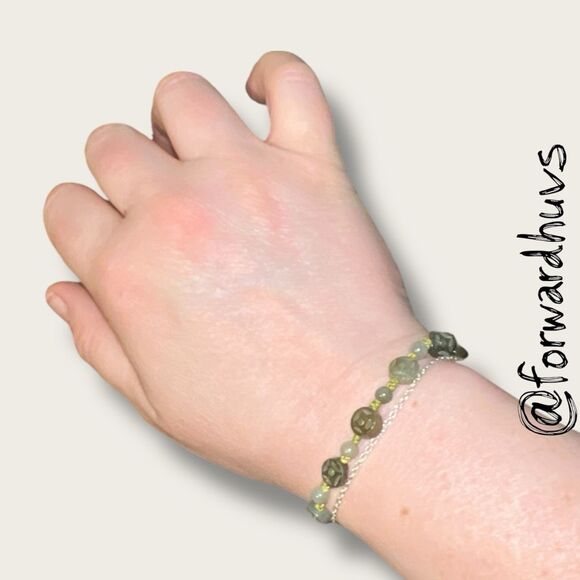 Jade Engraved Beads Beaded Bracelet with Adjustable Cord - Picture 1 of 7